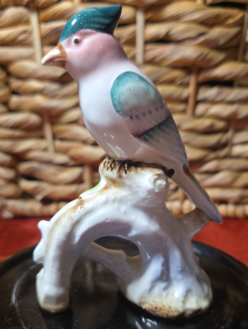 Vintage Japan Ceramic Bird Figurine in Pink and Teal - Picture 2 of 5